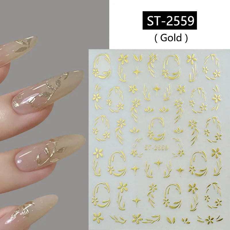 1pc Golden Silver French Line Tips Nail Sticker Gradient Stripe Lines Sliders For Nails Designs Self-Adhesive Nail Art Decals