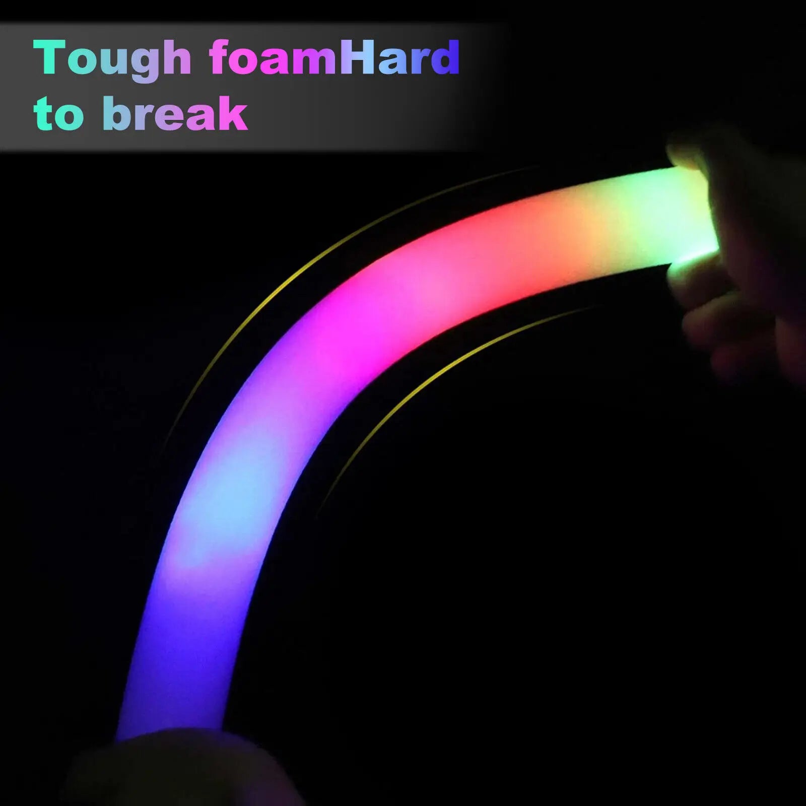100Pcs LED Glow Sticks Bulk Colorful RGB Glow Foam Stick Cheer Tube Dark Light for Xmas Birthday Wedding Party Supplies