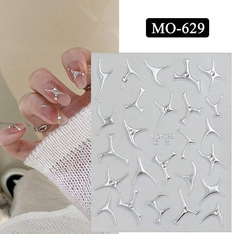 1pc Golden Silver French Line Tips Nail Sticker Gradient Stripe Lines Sliders For Nails Designs Self-Adhesive Nail Art Decals