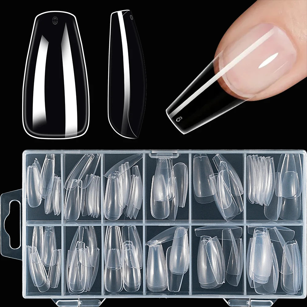 120Pcs 8styles Clear Soft Gel Press-on Nails Short-Long Square /Oval/Coffin Flase Nail 12size Full Cover Acrylic Artificial Tips