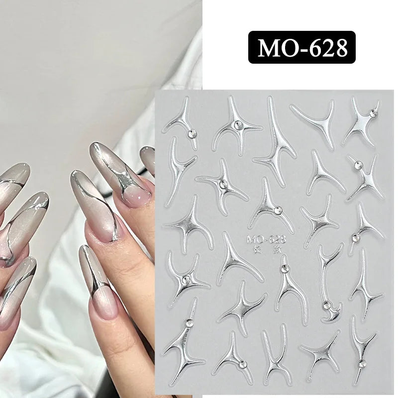 1pc Golden Silver French Line Tips Nail Sticker Gradient Stripe Lines Sliders For Nails Designs Self-Adhesive Nail Art Decals