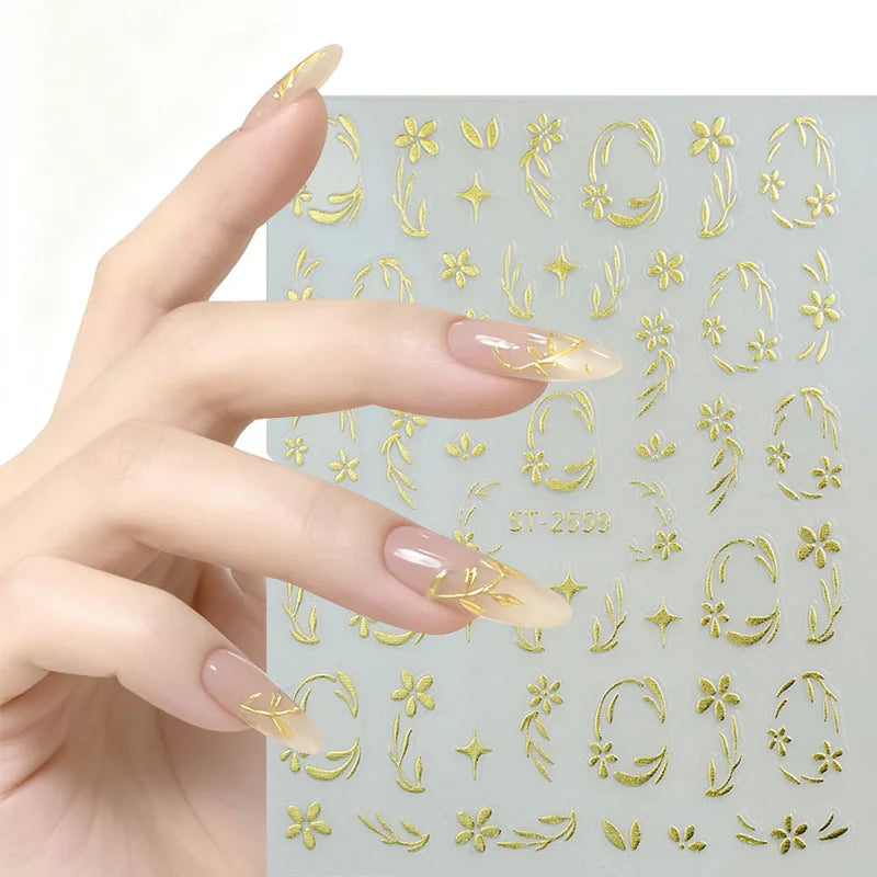 1pc Golden Silver French Line Tips Nail Sticker Gradient Stripe Lines Sliders For Nails Designs Self-Adhesive Nail Art Decals