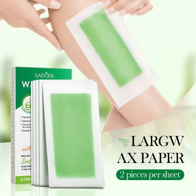 10 PCS /20 Sides Aloe Wax Strips Papers Body Hair Removal Depilatory Calf Underarm Arm Hair Removal Wax