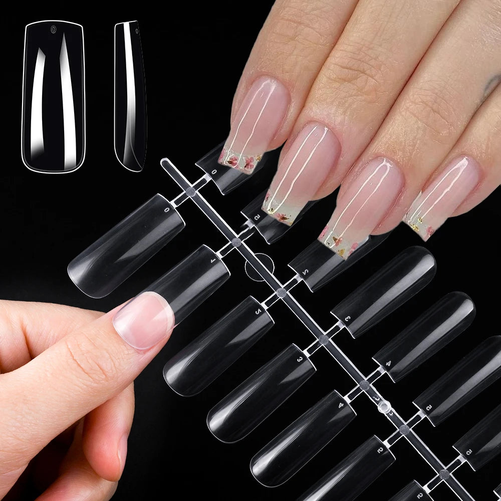 120Pcs 8styles Clear Soft Gel Press-on Nails Short-Long Square /Oval/Coffin Flase Nail 12size Full Cover Acrylic Artificial Tips