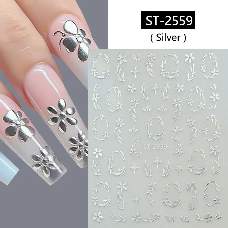 1pc Golden Silver French Line Tips Nail Sticker Gradient Stripe Lines Sliders For Nails Designs Self-Adhesive Nail Art Decals