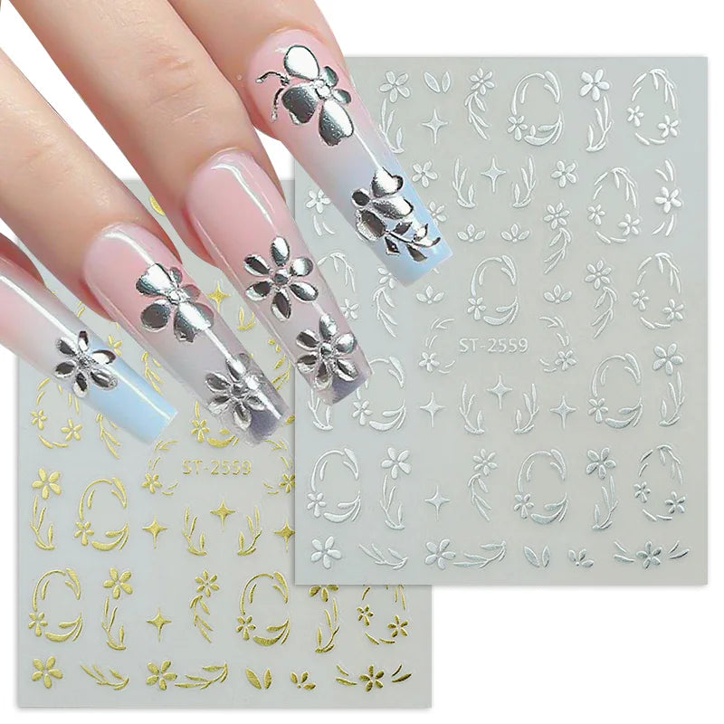 1pc Golden Silver French Line Tips Nail Sticker Gradient Stripe Lines Sliders For Nails Designs Self-Adhesive Nail Art Decals